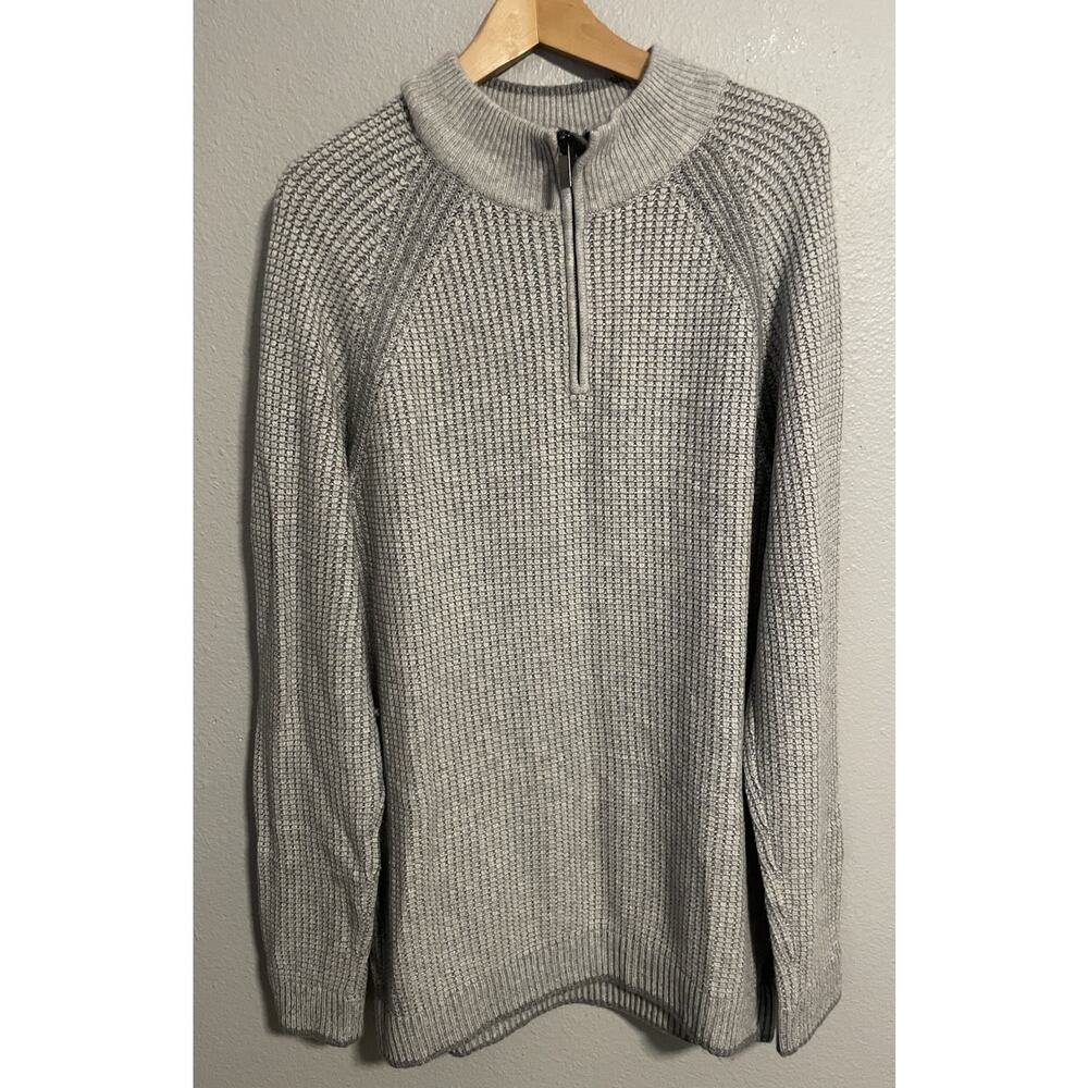 Toad & Co Mens Strahlhorn 1/4 Zip Sweater Large Gray Lambswool Blend Warm Modern